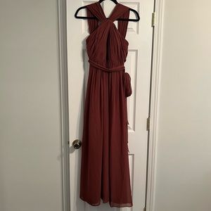 Jenny Yoo Twisted Halter Maxi Dress in Deep Wine